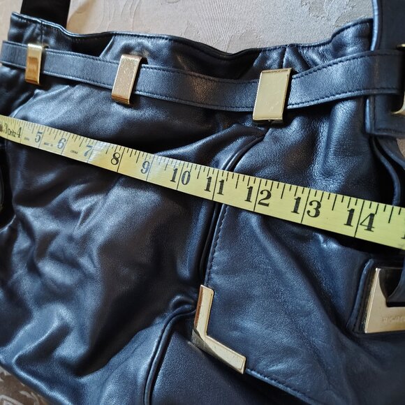 MICHAEL KORS Black Smooth Leather Hobo Shoulder Bag w/ Gold Hardware - Picture 7 of 11